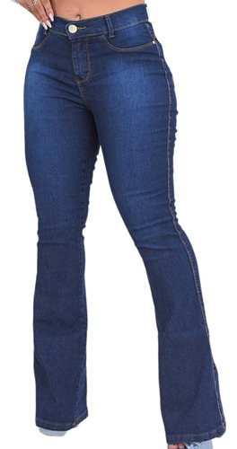 Calça Jeans Feminina Flare Cós Alto Empina Bumbum Modeladora