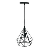 Pendente Luminária Diamante 3d Grande Lustre Decoração Preto