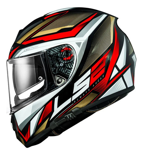 Capacete Ls2 Ff397 Vector Evo Rider Cinza Dourado E Vermelho