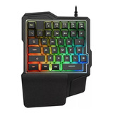 Teclado Gamer Luz Rgb Iluminado Led Usb Alambrico Una Mano