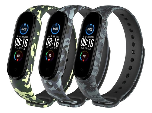 Kit 3 Pulseiras Camuflada Esporte Compatível C/mi Band 5 6 7