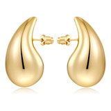 Aretes Mujer Oro Pendientes De Gota Agua 18k Grandes Regalos