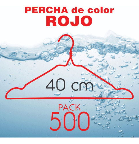 Perchas De Alambre Forradas Reforzadas X500 - Color Rojo