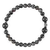 Pulsera De Mala De Plata Esterlina Con Labradorita Negra - S