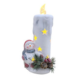 Enfeite Vela Cerâmica Decorada Natal Bonecos Warm Cor Branco Boneco De Neve