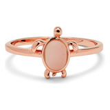 Pura Vida Anillo De Tortuga Marina Chapado En Oro Rosa, Corr