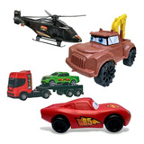 Brinquedos Kit Carros Relampago Mcquenn Caminhão Cegonheira 