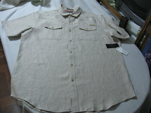 Camisa, 100% Lino Manga Corta Sean John Talla Xl Nueva