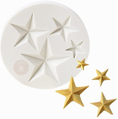 Molde Silicona X4 Estrellas Chocolate Fondant Porcelana 