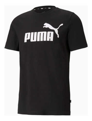 Camiseta Puma Hombre Ess Logo Tee Negro Blanco