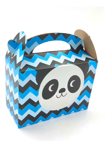 Caja Cajita Feliz Sorpresa X12 Unidades Panda Azul Niño