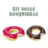 Duas Boias De Donuts Piscina Colorida Festas Decoração