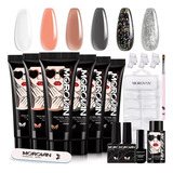 Morovan Kit De Unas De Poligel  6 Colores De Gel De Unas De