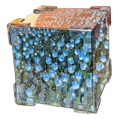 Luz Lámpara Noche Flor Tulipanes Cubo Con Espejo Romántica Estructura Azul | MercadoLibre