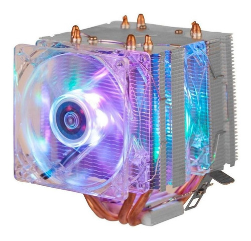 Cooler Fan Duplo Gamer 6 Leds Argb Pata Cpu Universal Para Processador Intele Amd - Dex - Dx-9206w