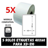 5 Rolos De Etiqueta Térmica Para Impressora Xd210 - 40x60