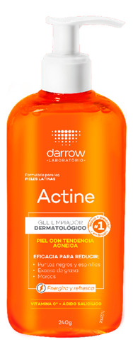 Gel Limpiador Dermatológico Darrow Actine Envase De 240g Momento De Aplicación Día Noche Tipo De Piel Grasa