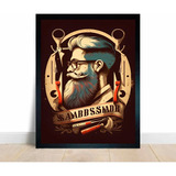 Quadro Decorativo Salão De Beleza Barbearia Moldurado A3 