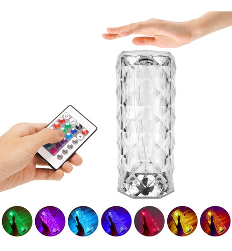 Lámpara Led  De Mesa Efecto Cristal 16 Colores Recargable 