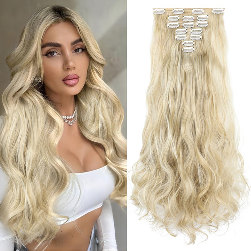 Extensiones De Cabello Ondulado Natural Clip Cortinas 7 Pzas