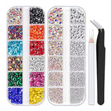 Rhinestones Uñas Multicolor Profesional Con Accesorios