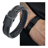 Pulseira Masculina Couro Legítimo Fecho Magnético Albus