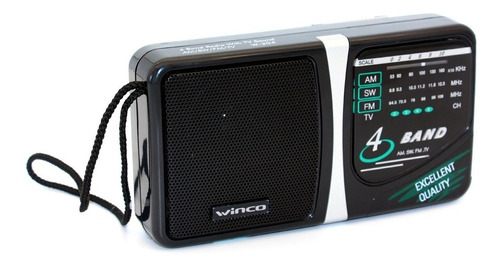 Radio Portatil Am Fm Winco W-204 A Pilas 4 Bandas