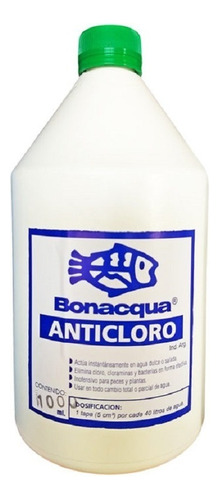 Acondicionador Saca Cloro Bonacqua Acuario Pecera 1 Litro