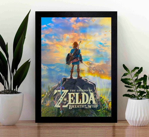 Quadro Zelda Breath Of Wild A3 Poster Com Acrilico Na Frente