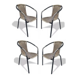 Silla De Ratan Chocolate Rattan Sillas Jardin Combo X 4 Unid