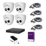 4 Cámara Domo Dahua 8 Mp  Microfono Exterior Dvr 8mp Dd 2 Tb