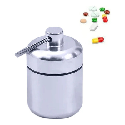 Mini Pastillero Portabs Portátil De Aluminio Llavero De Bolsillo Color Plata | Meses sin interés