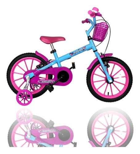 Bicicleta Infantil Aro 16 Kami Sereia C/ Rodinhas 4 A 6 Anos