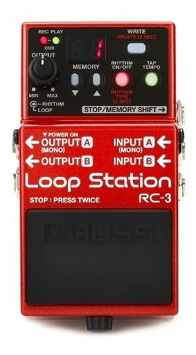 Pedal De Efecto Boss Loop Station Rc-3  Rojo - 2hs De Uso