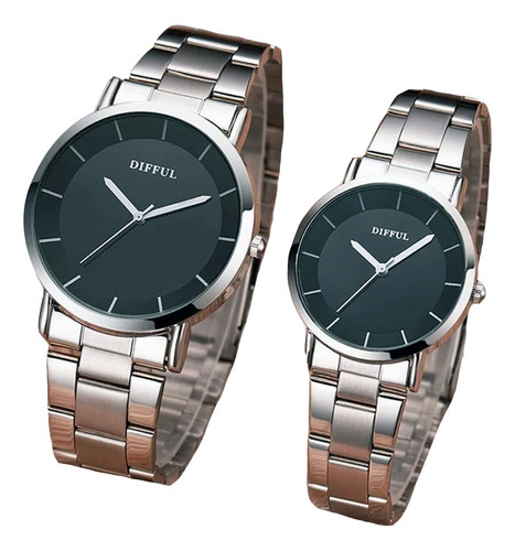 Duo Pareja Relojes Difful Elegantes Acero Inoxidable