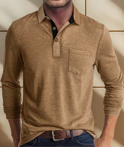 Playera Polo Manga Larga Moda Casual Para Hombre Algodón | MercadoLibre