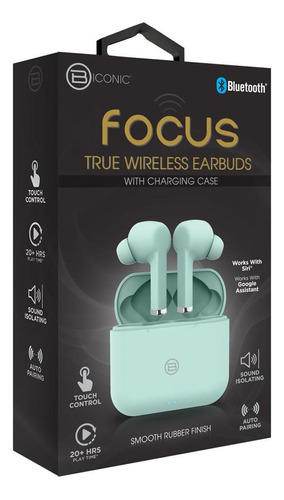 Auriculares Audifonos Inalámbricos Biconic Focus Verde Agua Color De La Luz Led