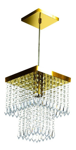 Lustre Pendente De Cristal Acrilico Marrycrilic Dourado Gold