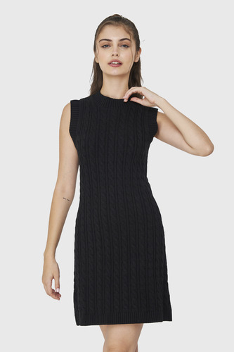 Vestido De Punto Trenzado Negro Nicopoly