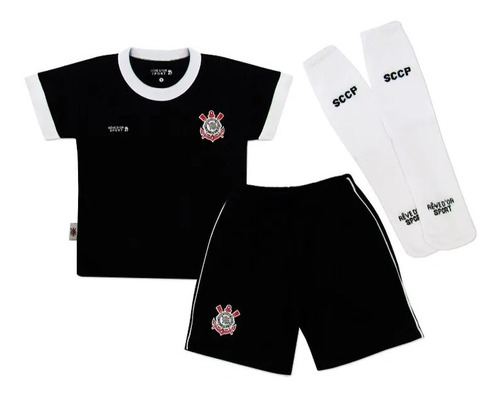 Kit Infantil Corinthians Calção Camisa Meião Timão Oficial 