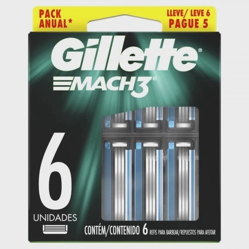 388-gillette Mach3 Carga De Aparelho  Barbear 6 Unidades 