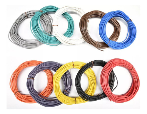Cable Automotriz 100% Cobre Calibre 18 10 Colores 10 Mts C/u