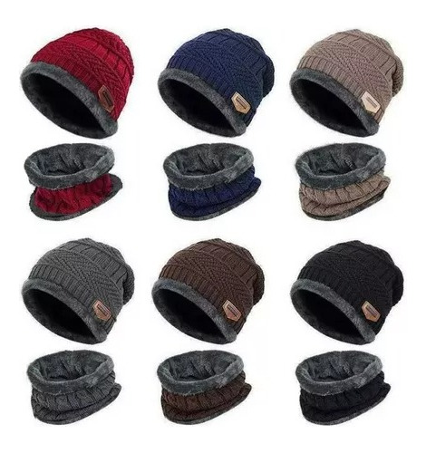 Pack X12 Gorro Más Bufanda Cuello Unisex Para Invierno