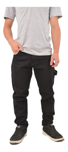 Jeans Mom Cargo Carpintero Negro Jean Hombre Pantalones 