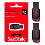 2 Pen Drive Sandisk Usb 64gb Cruzer Lâmina 2.0 Flash Drive 