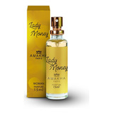 Perfume Feminino Lady Money Amakha Paris 15ml Bolsa Fragrância Floral Frutal Dia Edp Fixação Spray Presente Notas
