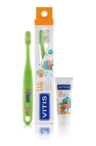 Vitis Kids Junior Pack Cepillo + Gel Dental 15g Niños 3+ Año
