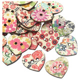 Botones De Madera Corazon X100u. 25x22mm - Stamp Floral