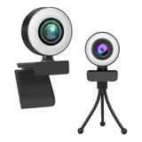 Webcam Camara Web 2k Full Hd Luz Led Dimmer Tripode Stream