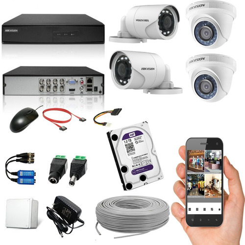 Kit Cctv Hikvision Dvr 1080 8ch + 4 Cám 1080p+ D 1tb Purple